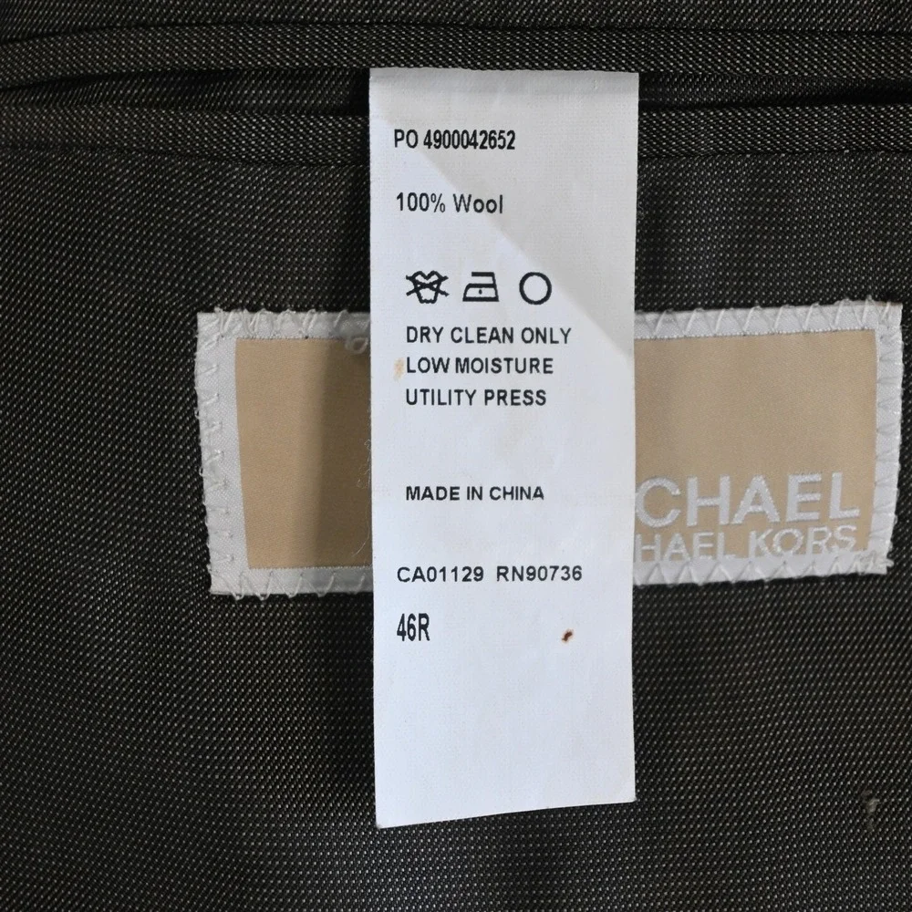 Michael Kors 46R Glenn Check 100% Wool Flannel Blazer Suit Jacket Sport Coat